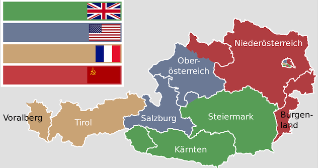 Österreich Die 4 Besatzungszonen Übung