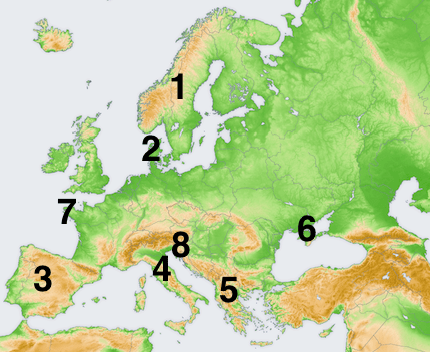Landkarte Europa Halbinseln Test