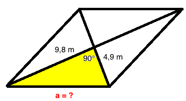 Pythagoras Raute Seitenkante a berechnen