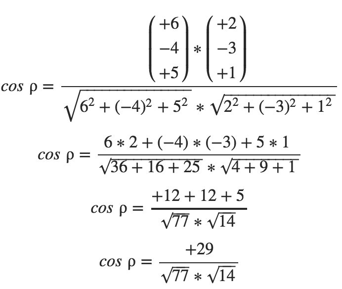 Vektor-Winkel-Formel  Gerade und Ebene Übung 1