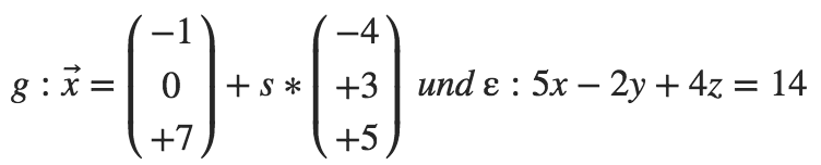 Vektor Winkel Formel Gerade und Ebene Übung 2