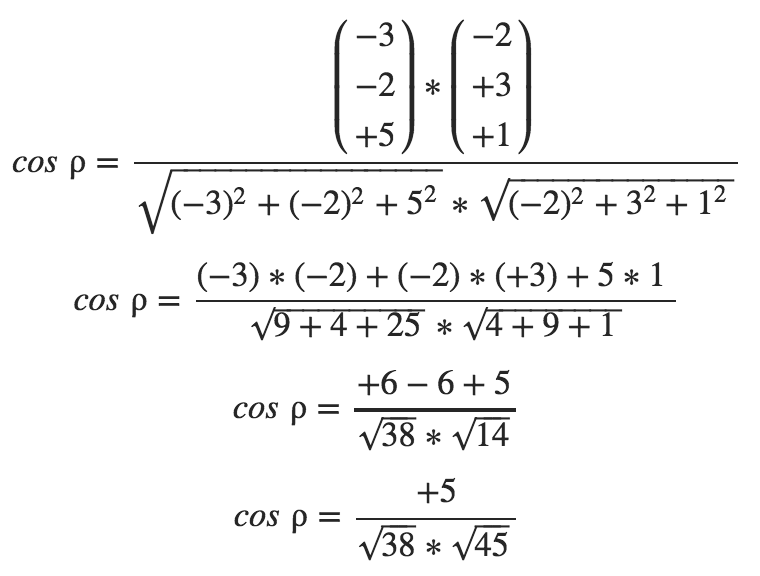 Vektor-Winkel-Formel zwei Geraden