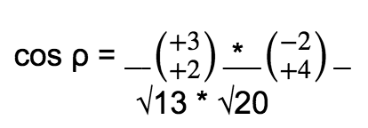 Vektor-Winkel-Formel Winkel zwischen zwei Vektoren 1