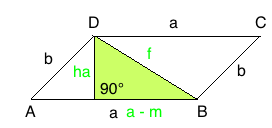 Pythagoras Parallelogramm alpha kleiner 90 Grad 3