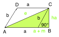 Pythagoras Parallelogramm alpha kleiner 90 Grad 2