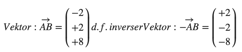 inverser Richtungsvektor im Raum Beispiel