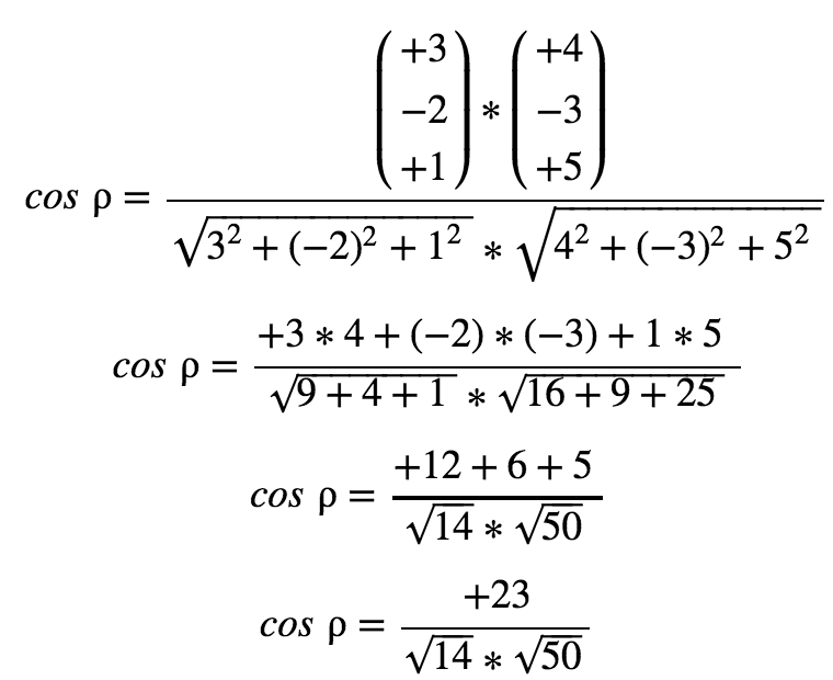 Vektor-Winkel-Formel im Raum Beispiel