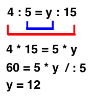 Proportionen (Verhältnisgleichungen) Übung b) Lösung
