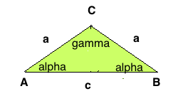 Textgleichung gleichschenkliges Dreieck Winkel