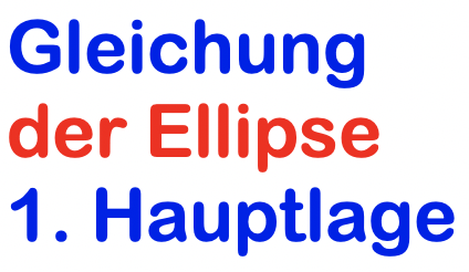 Gleichung der Ellipse 1. Hauptlage