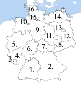 Deutschland 16 Bundesländer Kartenübung | Lösung