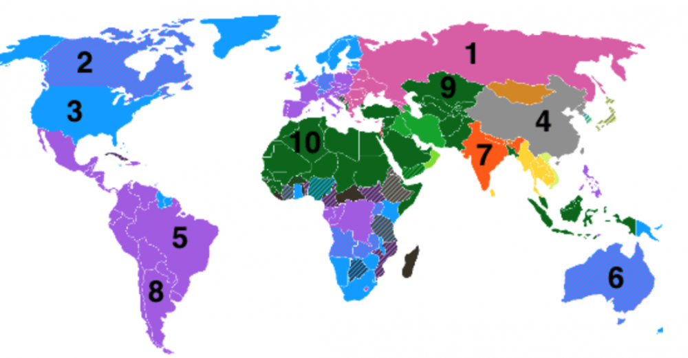 10 größten Länder der Welt Landkarte Test 