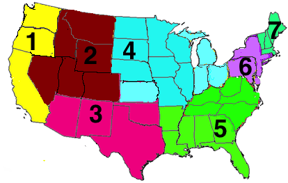 Aufgabe: USA Regionen bestimmen Kartenübung | Test