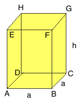 Quader mit quadratischer Grundfläche O und V