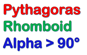 Pythagoras Parallelogramm alpha größer 90 Grad